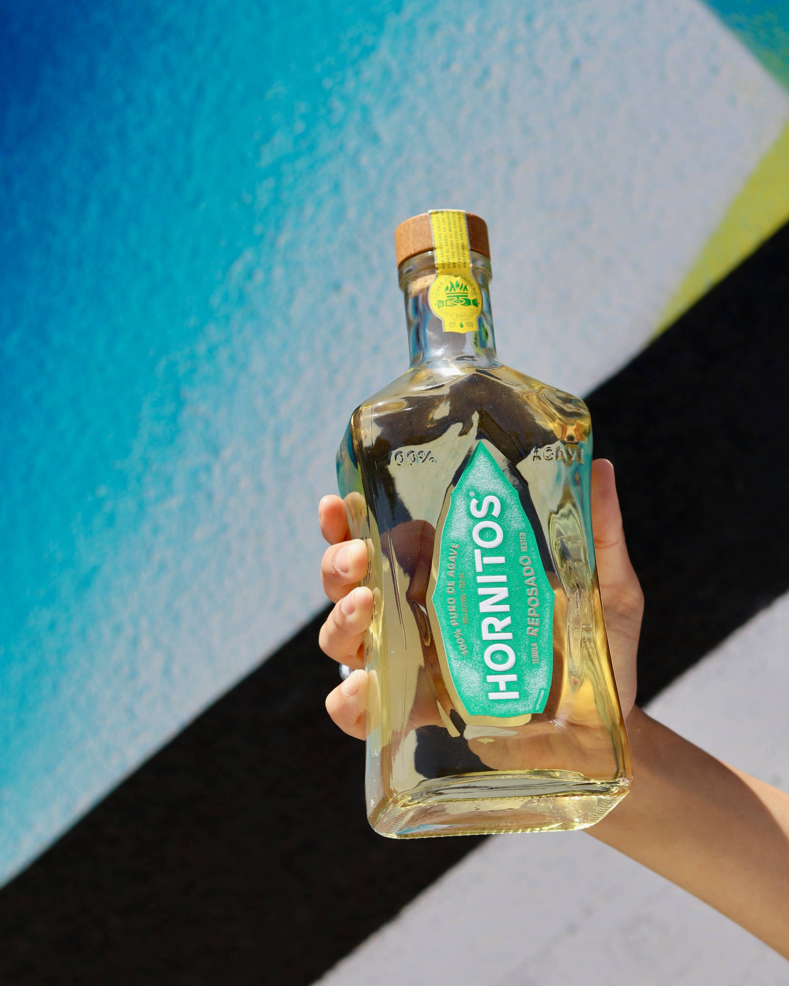 Hand Holding A Bottle Of Hornitos Tequila Wallpaper