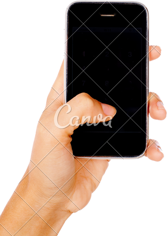 Hand Holding Black Smartphone Clipart PNG