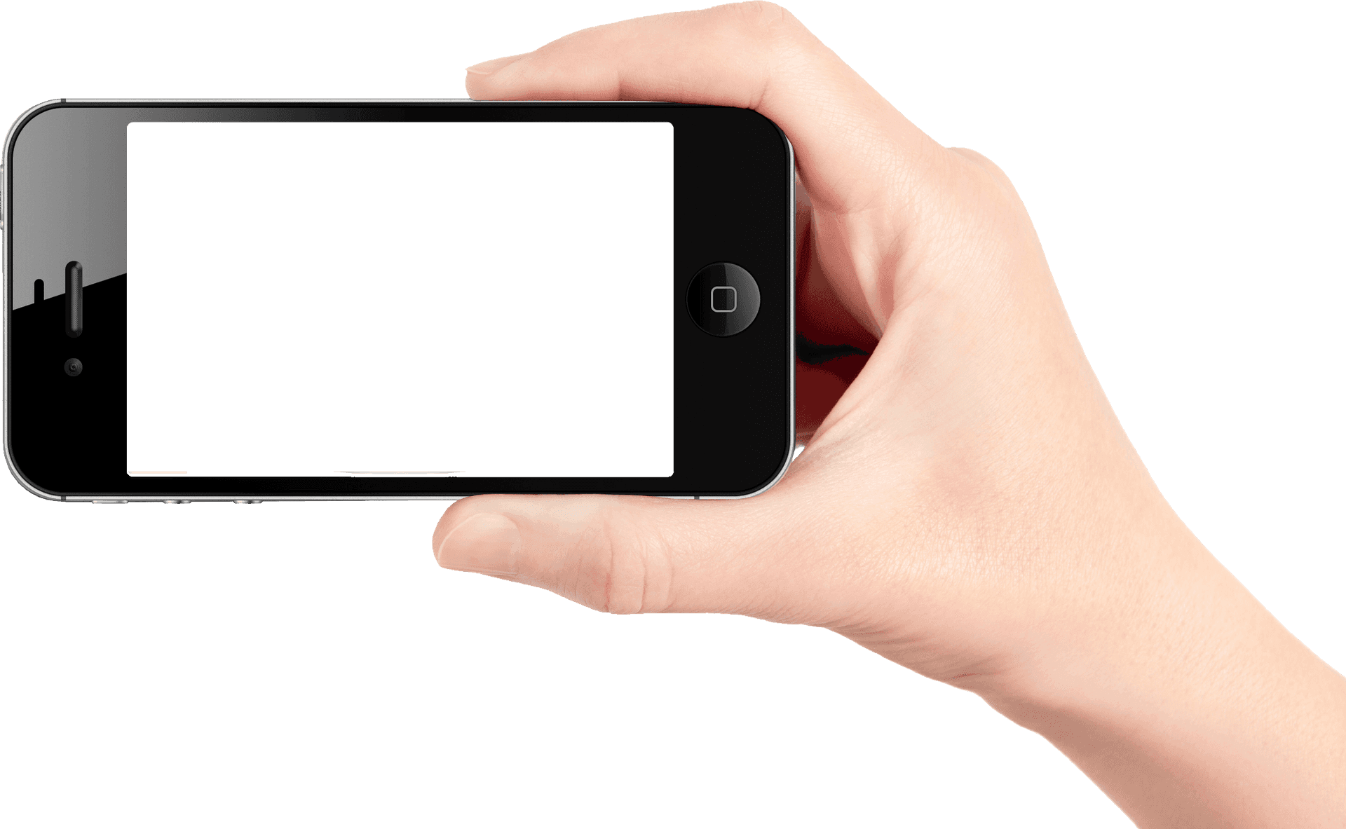 Hand Holding Black Smartphone Mockup PNG