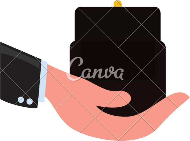 Hand Holding Black Wallet PNG