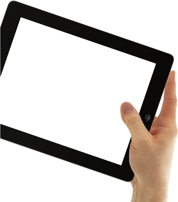 Hand Holding Blank Tablet PNG