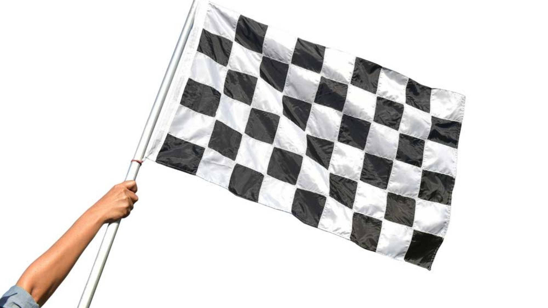 Hand Holding Checkered Race Flag Wallpaper