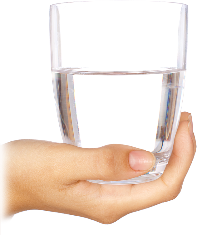 Hand Holding Clear Water Glass PNG
