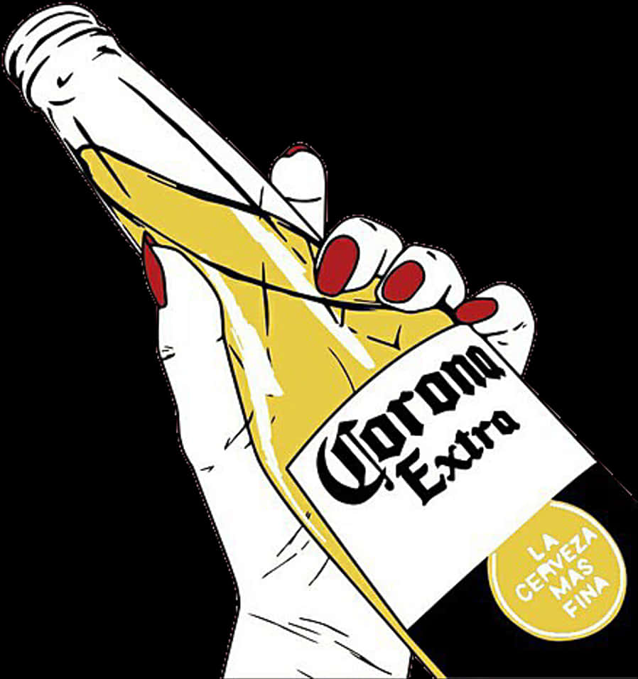 Hand Holding Corona Beer Bottle PNG