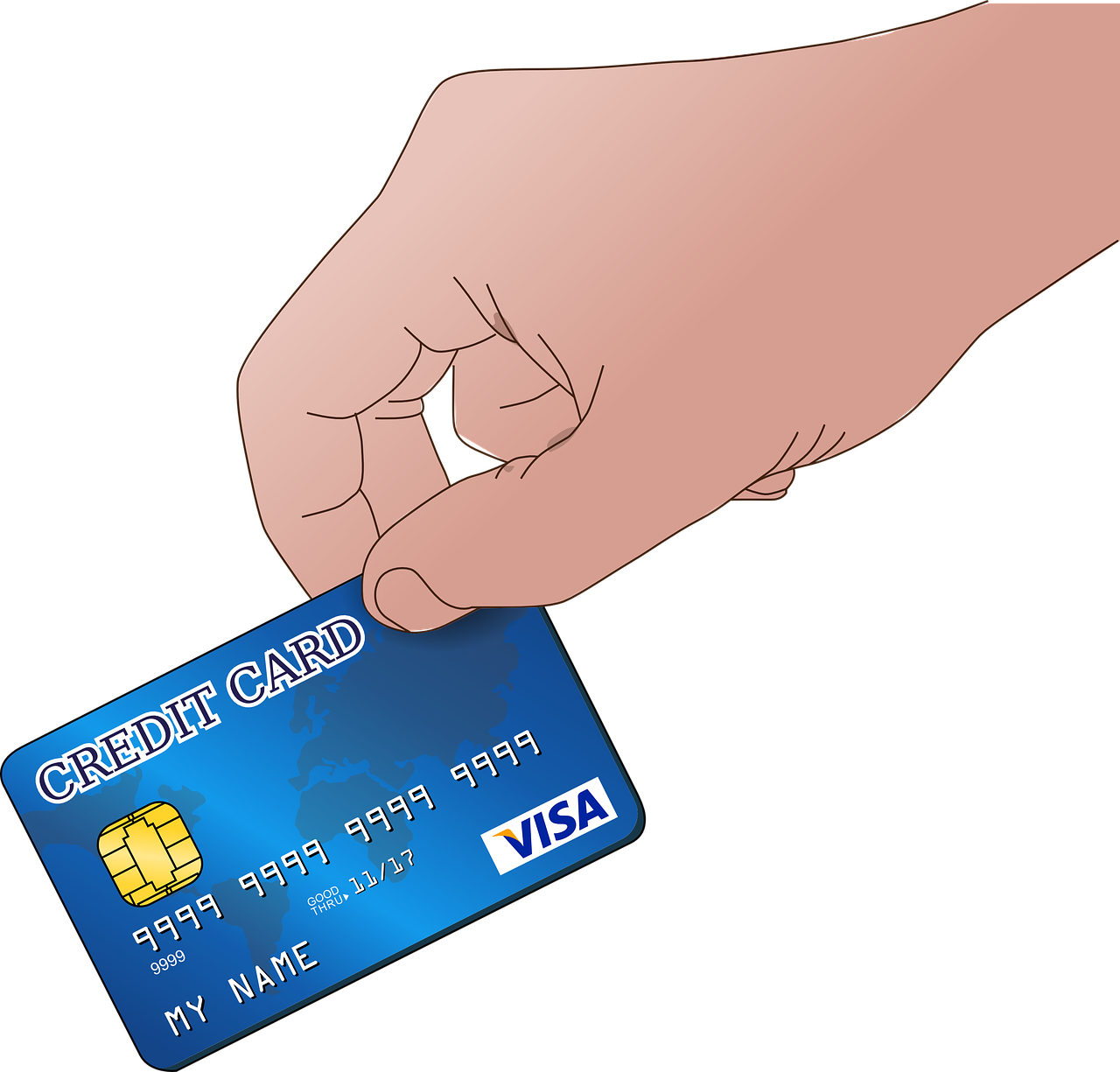 Hand Holding Credit Card Illustration PNG