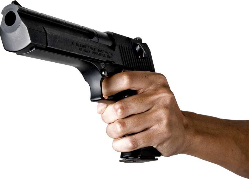 Hand Holding Desert Eagle Pistol PNG