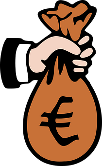 Hand Holding Euro Money Bag PNG