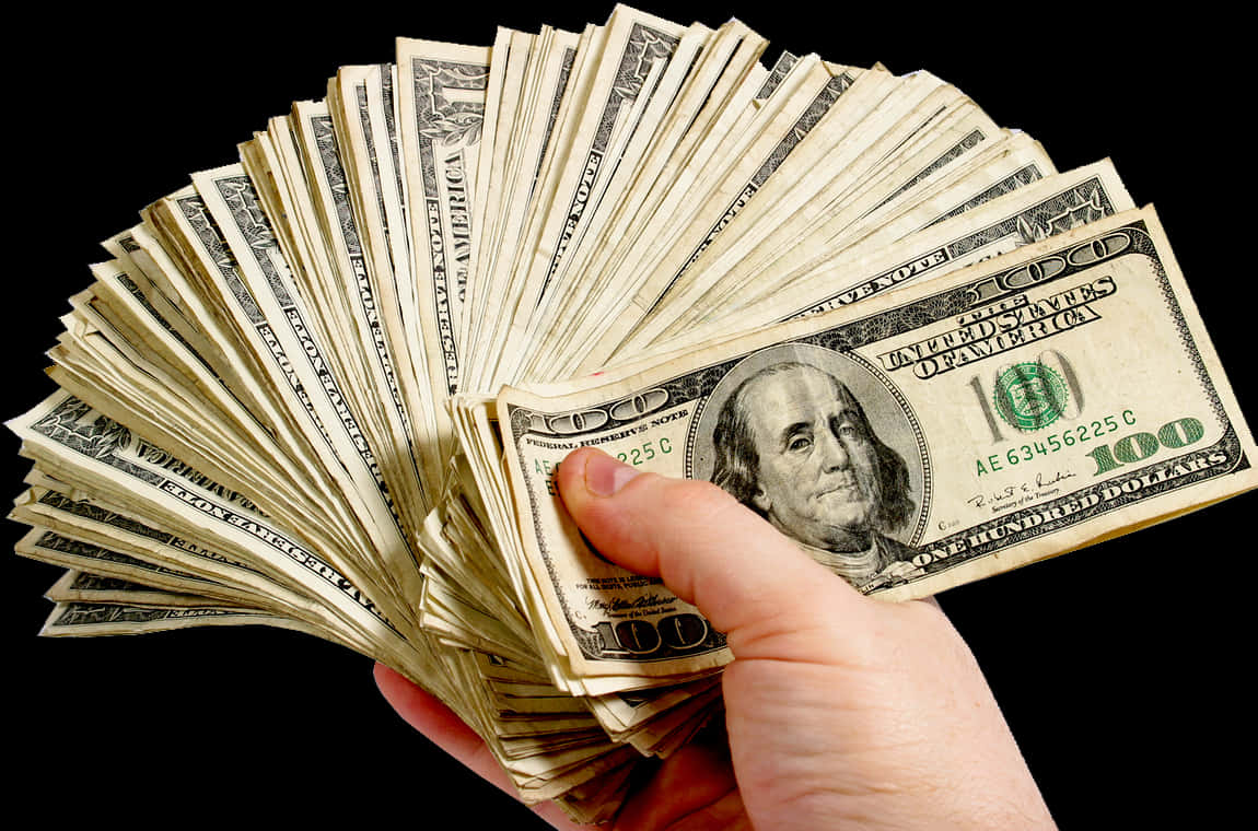 Hand Holding Fanof U S Dollars PNG