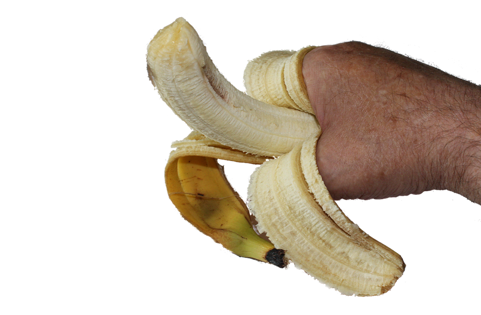 Hand Holding Peeled Banana PNG