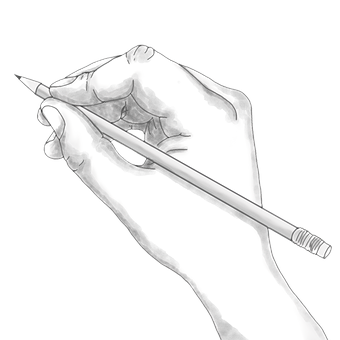 Hand Holding Pencil Sketch PNG