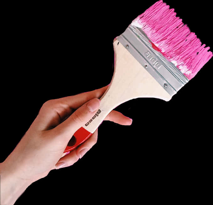 Hand Holding Pink Paint Brush PNG