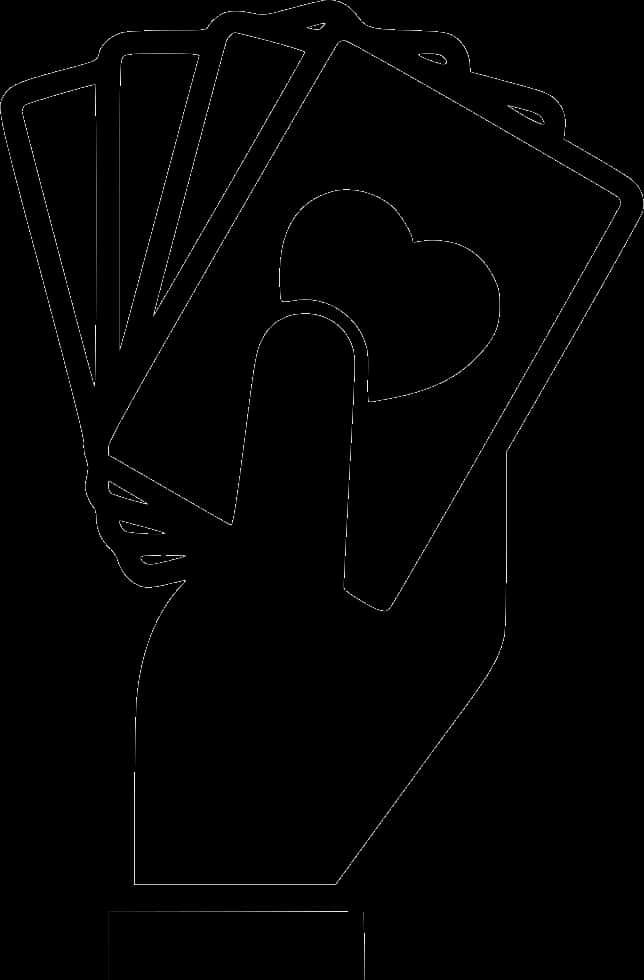 Hand Holding Playing Cards Silhouette PNG