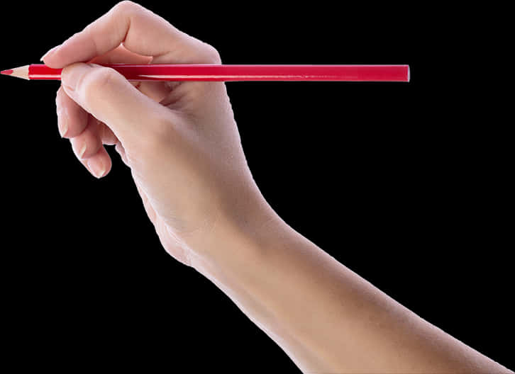 Hand Holding Red Pencil PNG