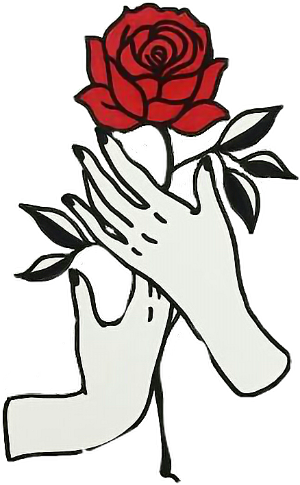 Hand Holding Red Rose Drawing PNG