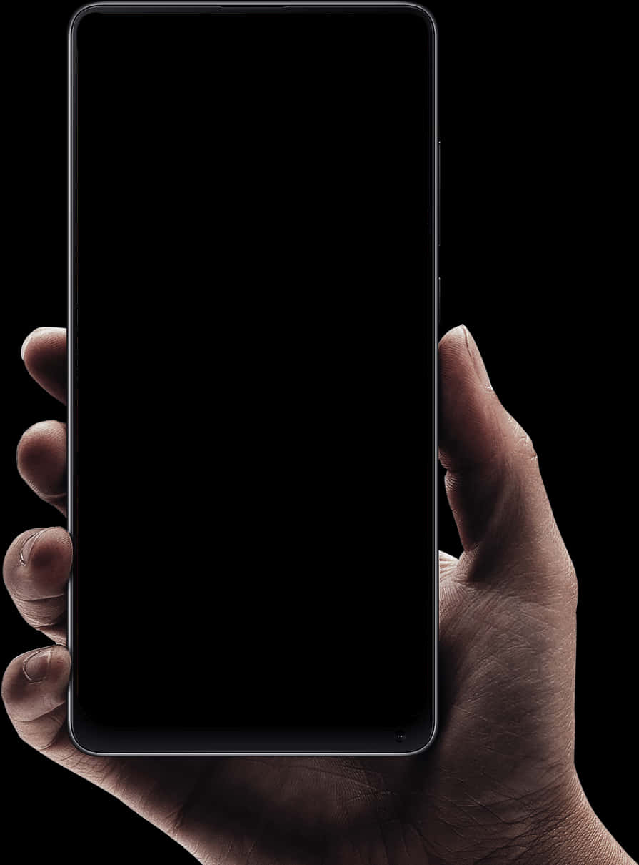 Hand Holding Smartphone Black Background PNG