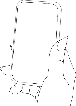 Hand Holding Smartphone Outline PNG