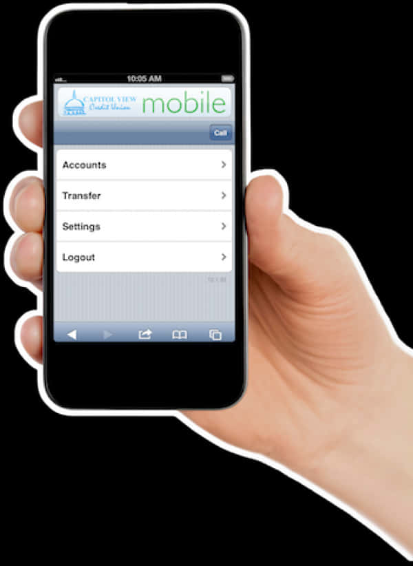Hand Holding Smartphone With Mobile Banking App PNG