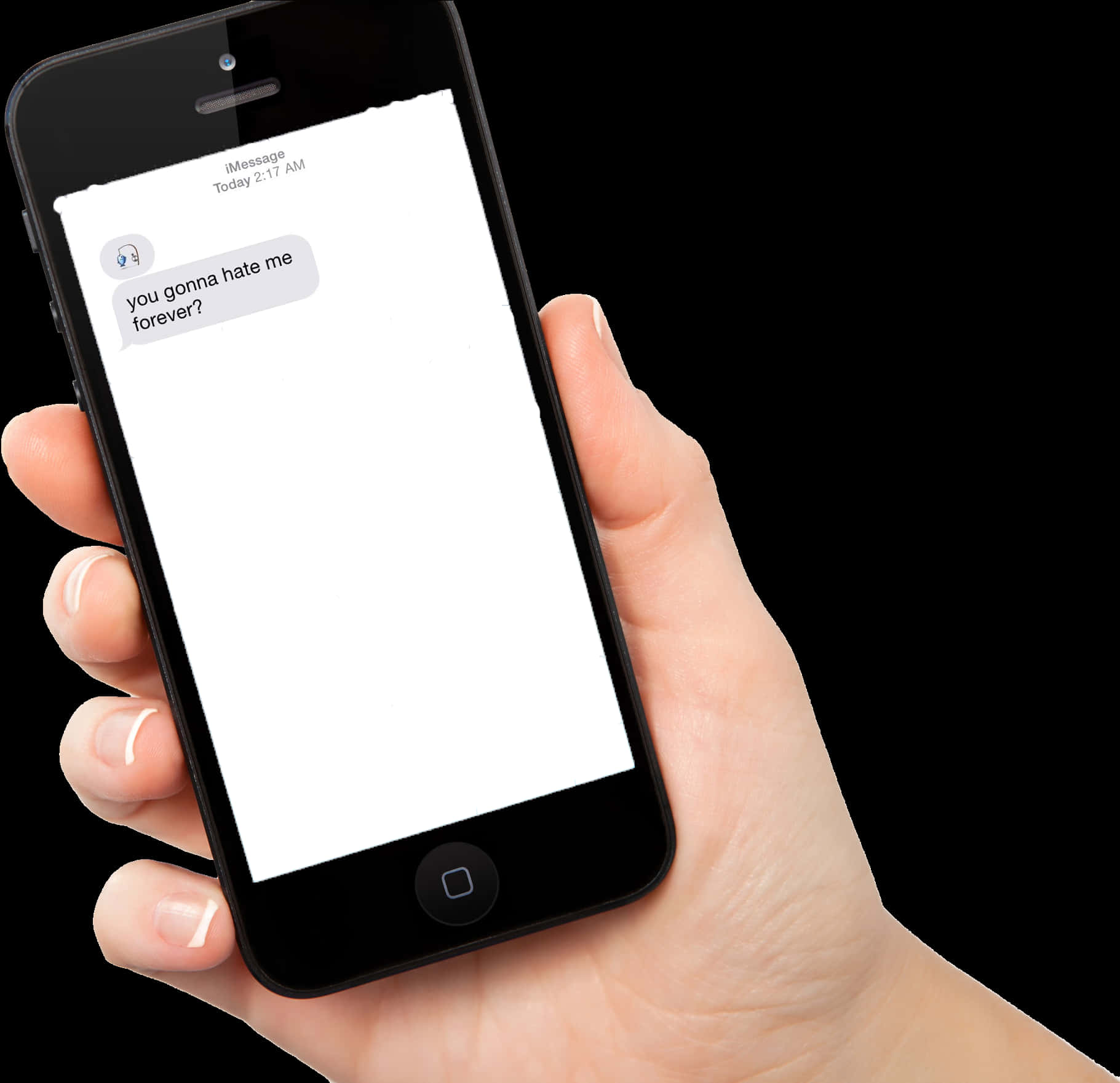 Hand Holding Smartphonewith Text Message PNG