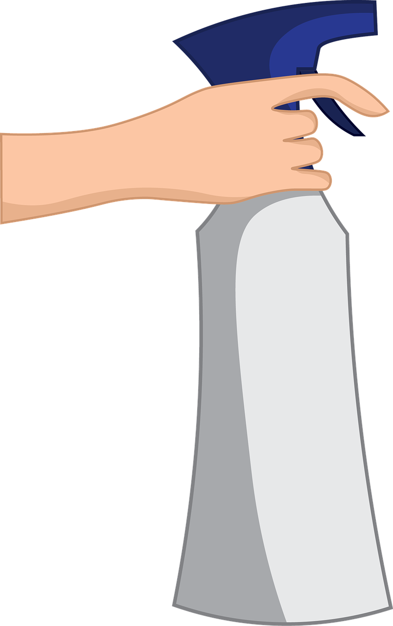 Hand Holding Spray Bottle Vector PNG