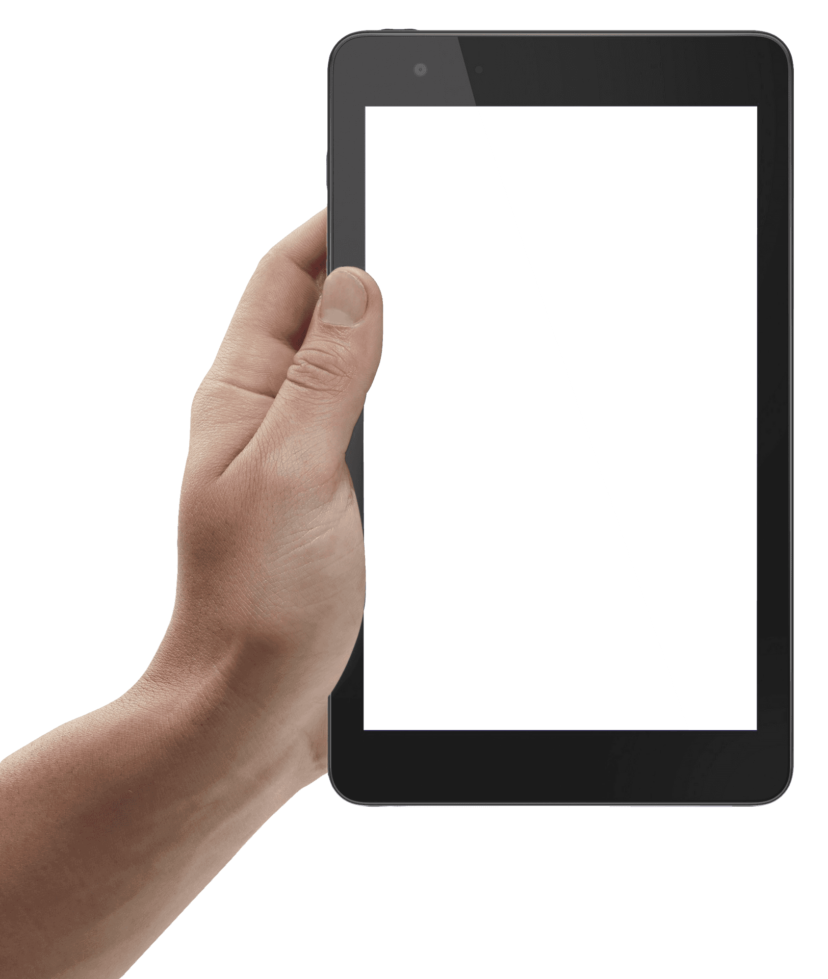 Hand Holding Tablet Blank Screen PNG