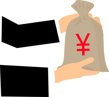 Hand Holding Yen Money Bag PNG