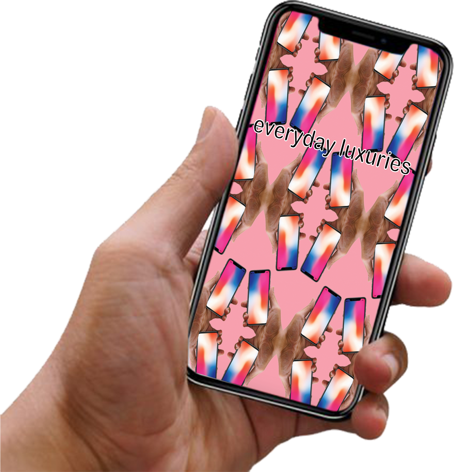 Hand Holdingi Phone Mockup Everyday Luxuries PNG