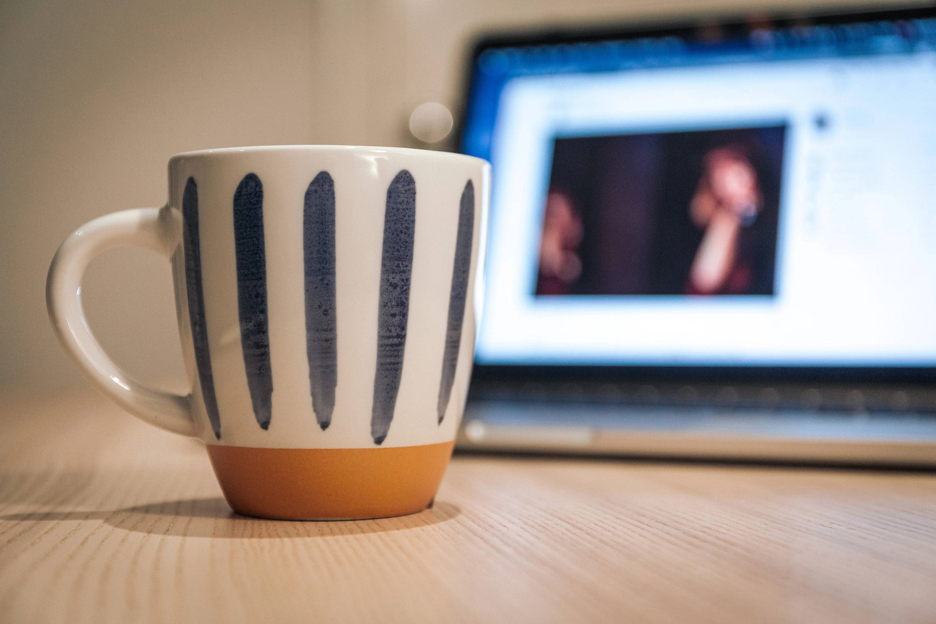 Hand Painted Coffee Cup With Laptop Wallpaper
