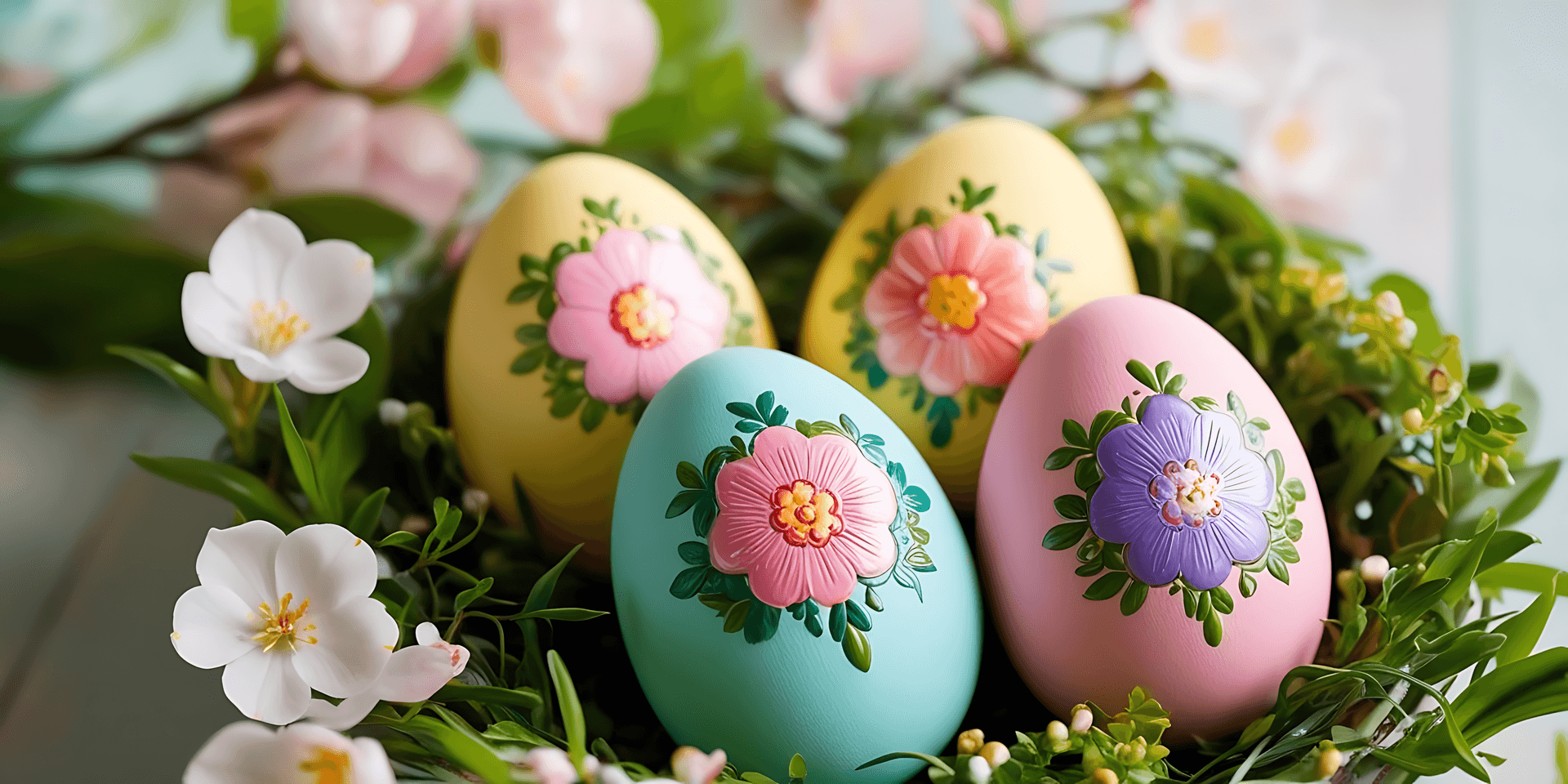Hand-painted Floral Easter Eggs Wallpaper