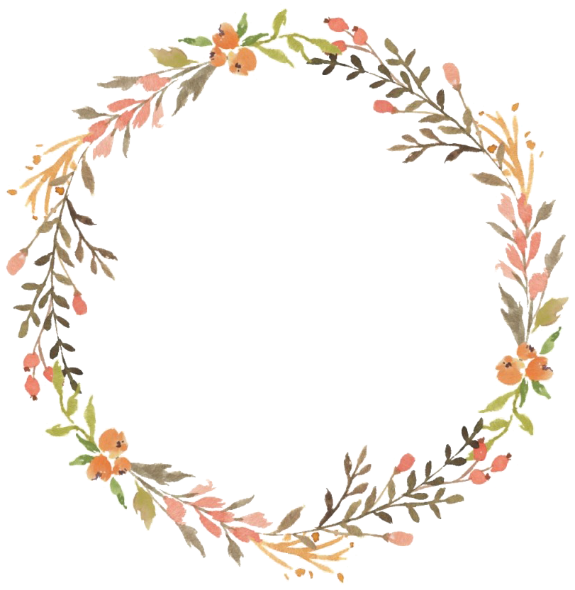Hand Painted Floral Wreath PNG