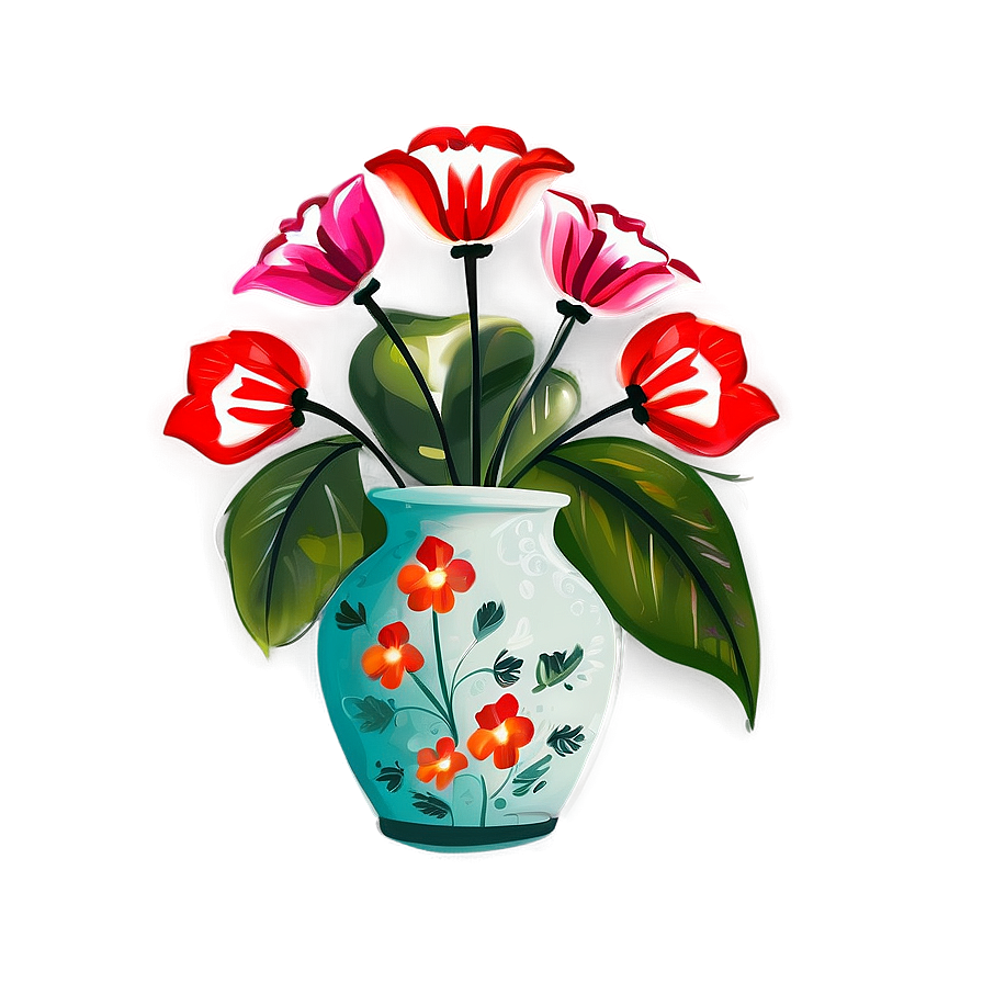 Hand-painted Flower Vase Png 06122024 PNG