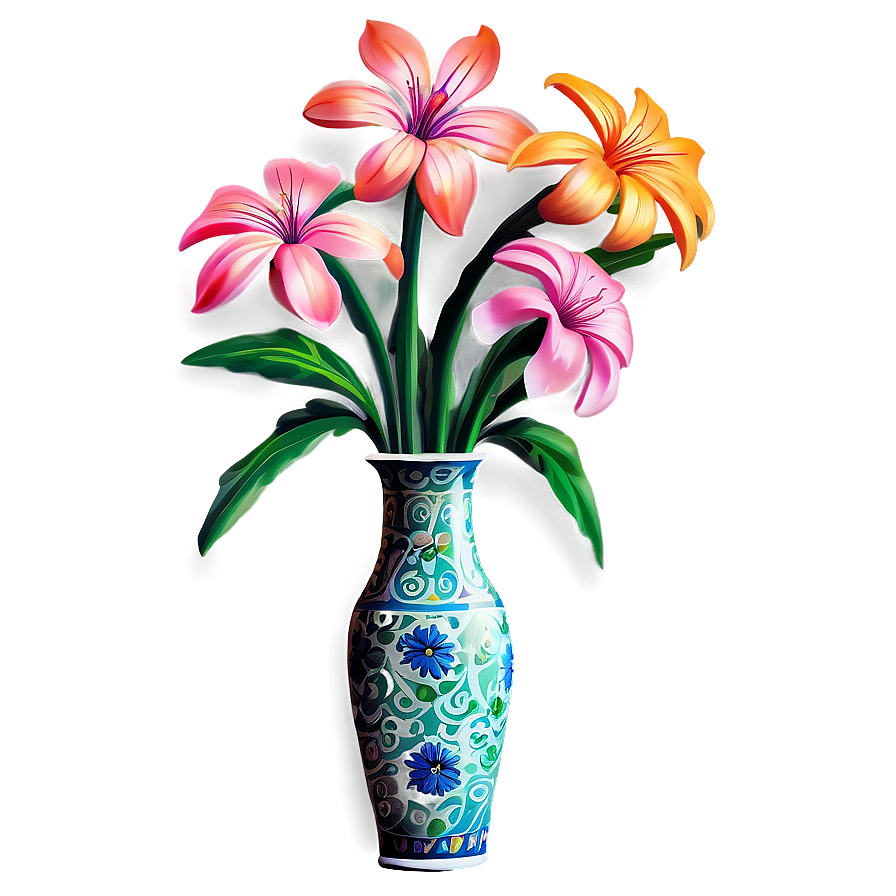 Hand-painted Flower Vase Png Cgp PNG