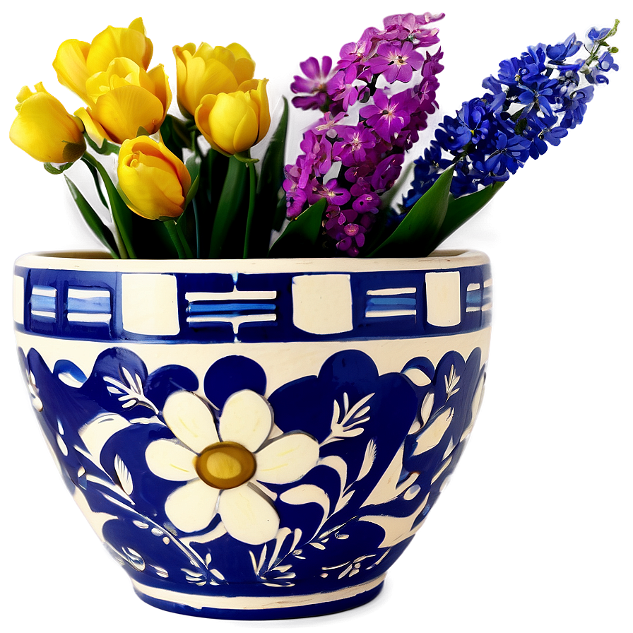 Hand-painted Flower Vase Png Dut PNG