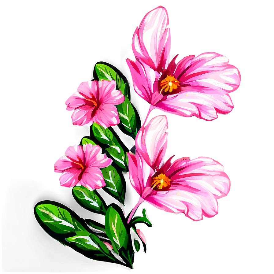 Download Hand-painted Pink Flowers Png Sgn | Wallpapers.com