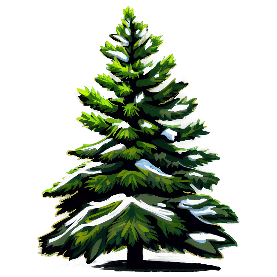 Hand-painted Spruce Tree Png Qov PNG