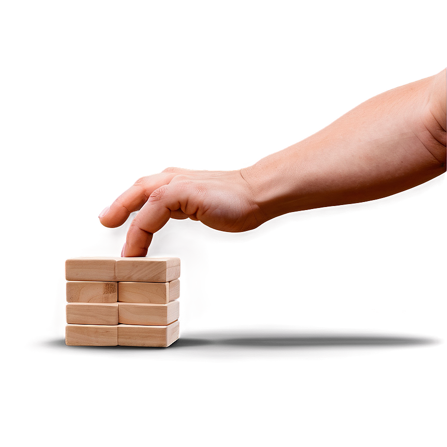 Hand Placing Jenga Block Png Rmr PNG