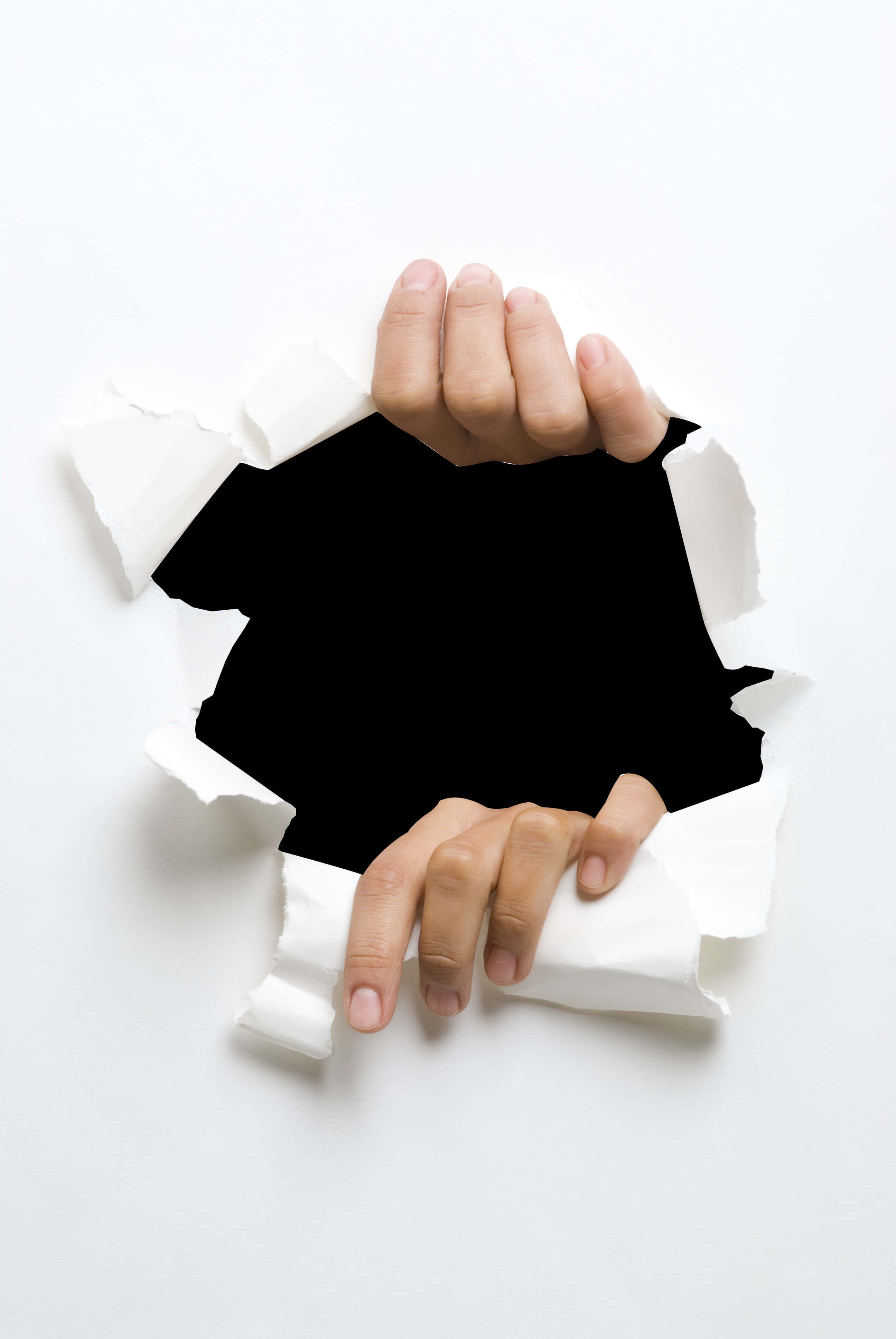 Hand Tearing Through Paper PNG