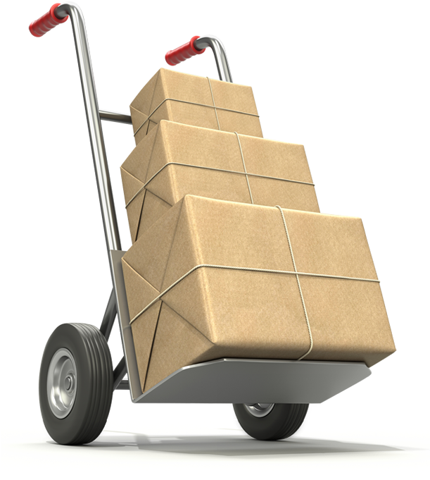 Hand Truck Loadedwith Cardboard Boxes PNG