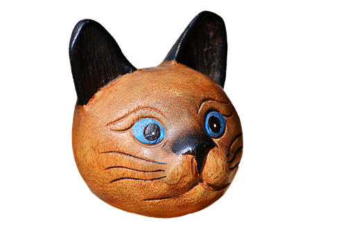 Handcrafted Cat Face Sculpture PNG