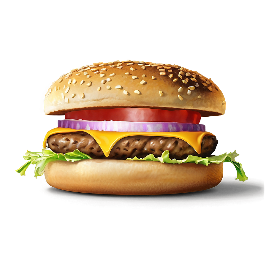 Handcrafted Cheeseburger Art Png Mwh76 PNG