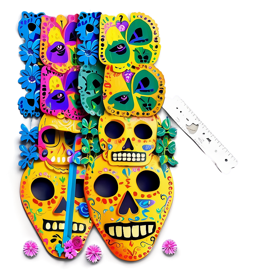 Handcrafted Dia De Los Muertos Papel Picado Png Lhr PNG