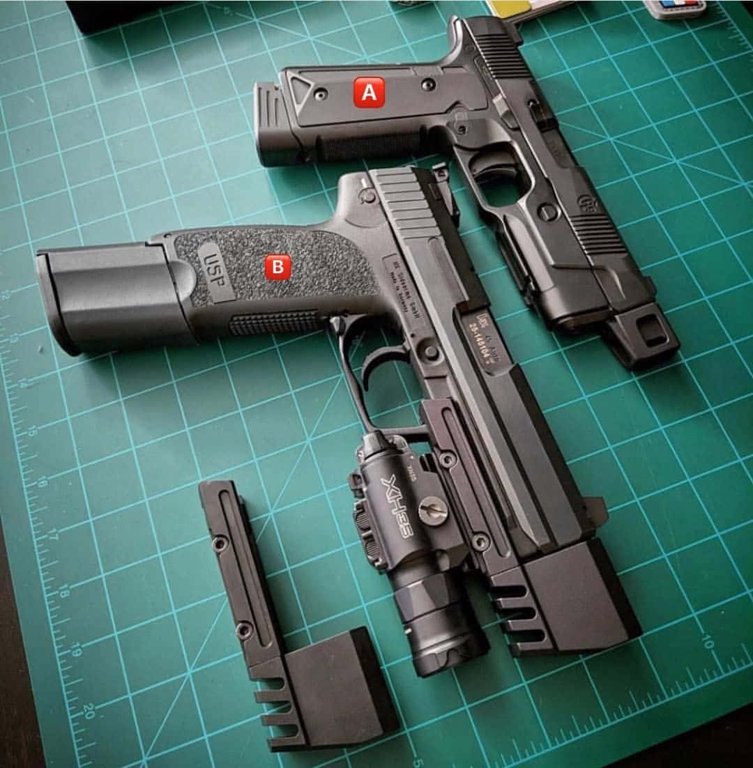 Pistol Handgun On Cutting Board Picture