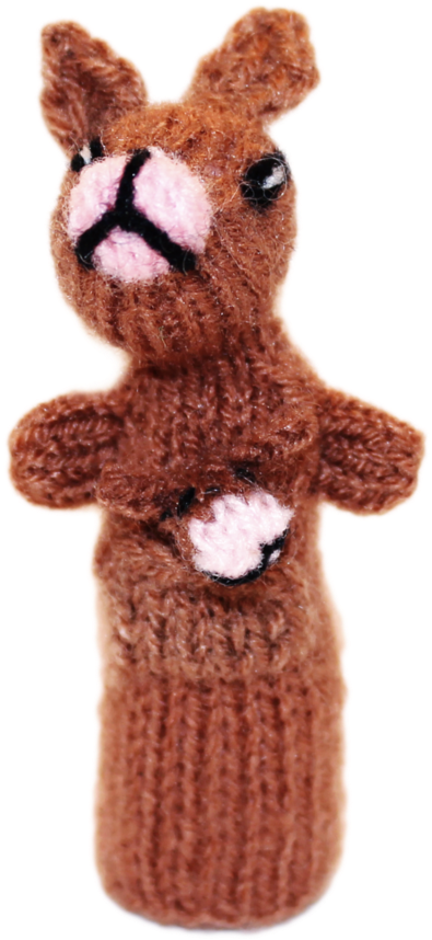 Handmade Brown Knitted Finger Puppet PNG