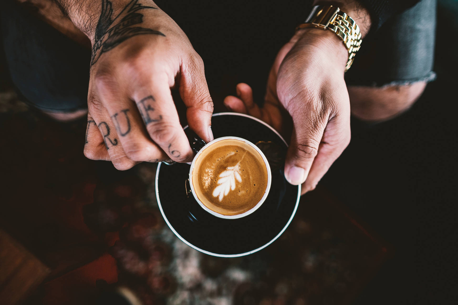 Hands Holding Coffee Cappuccino