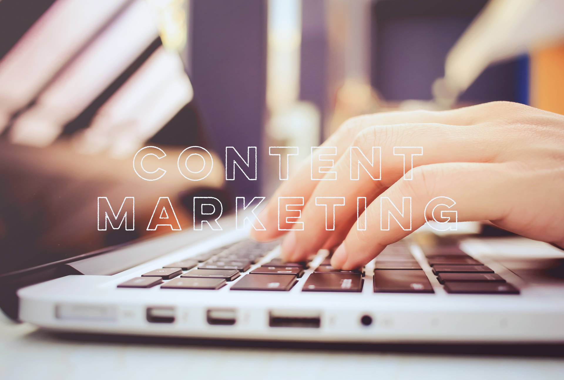 Hands On Keyboard For Content Marketing Background