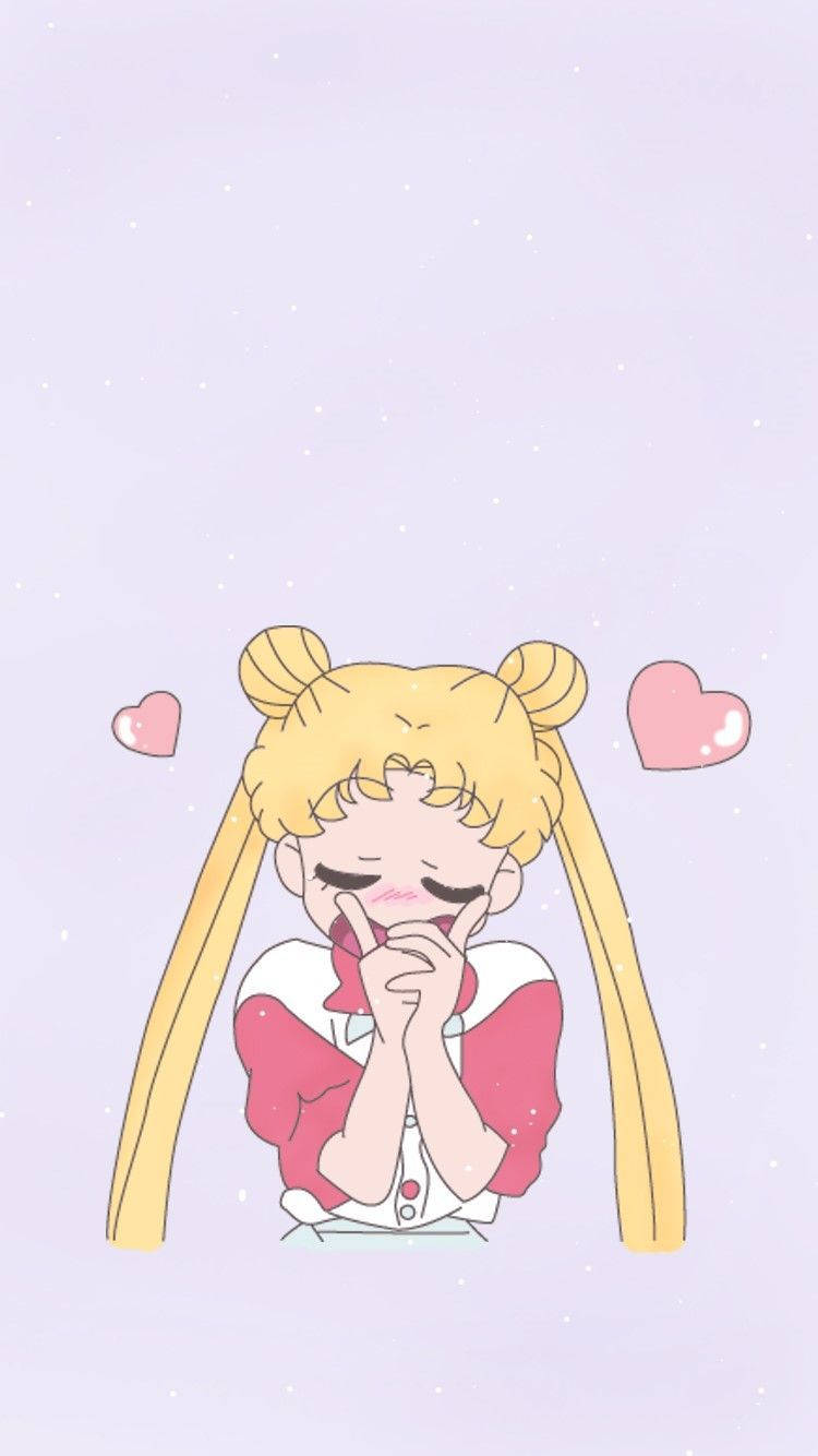 Tapetför Iphone Med Sailor Moon Och Usagi Med Händerna Ihop. Wallpaper