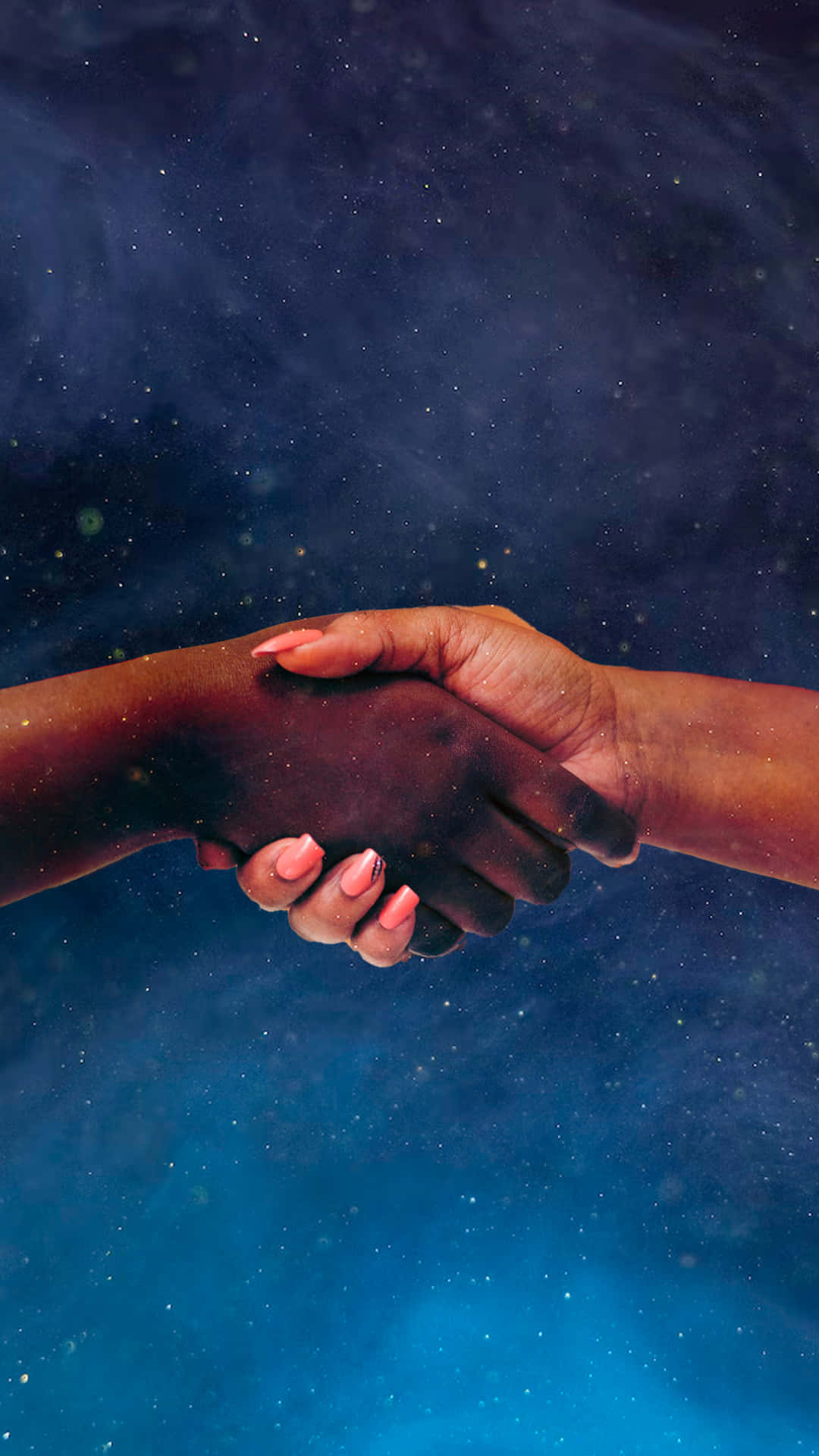 Handshake With Blue Starry Sky Wallpaper