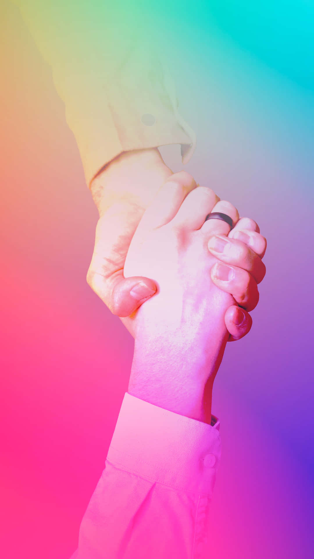 Handshake With Colorful Gradient Picture
