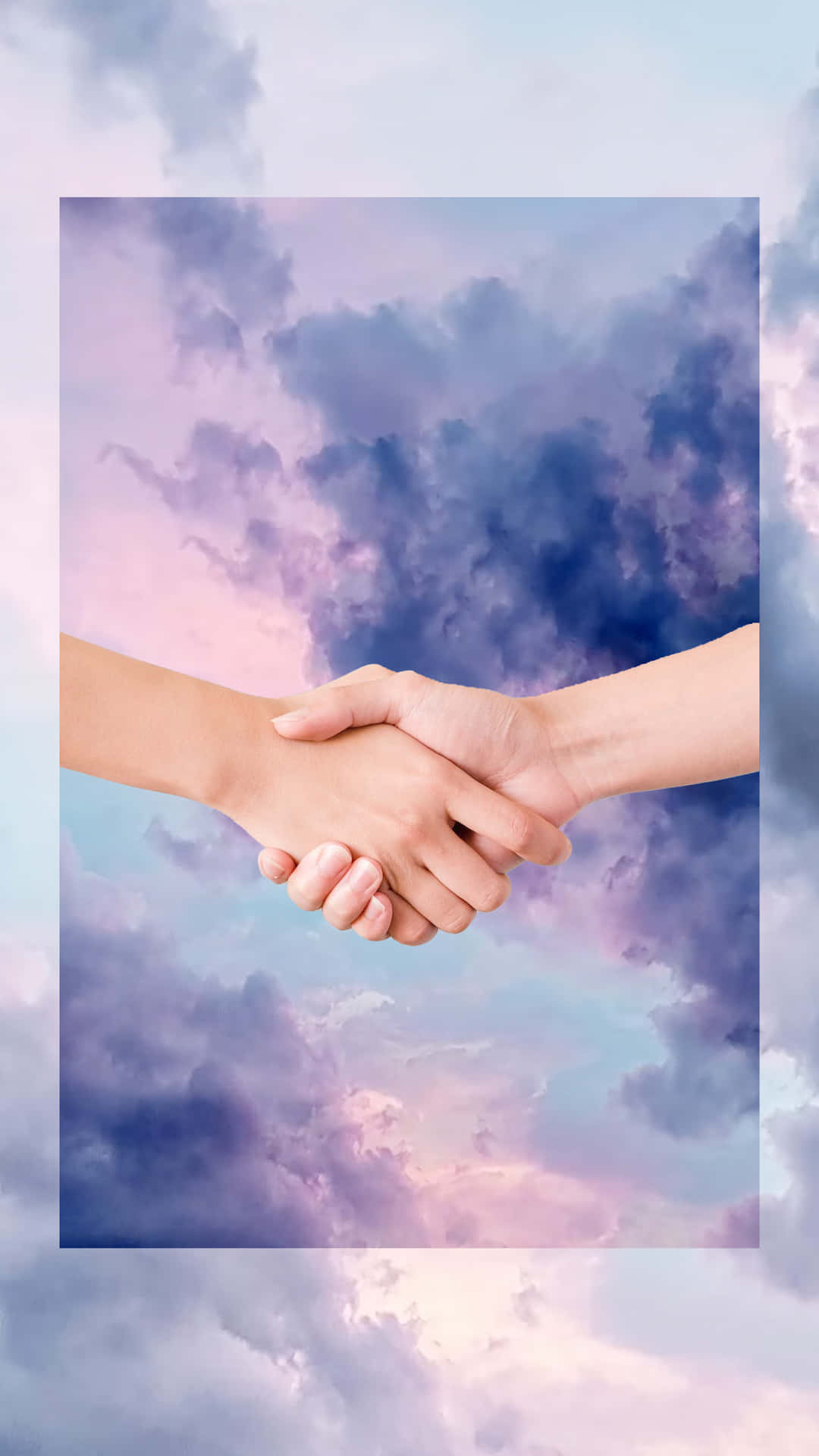 Handshake With Pastel Clouds Wallpaper