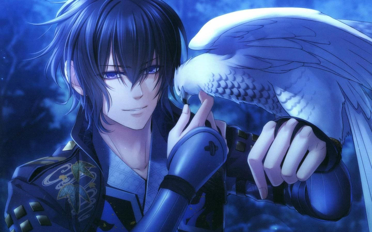 A Handsome Anime Boy Gazing At A Majestic Eagle Wallpaper