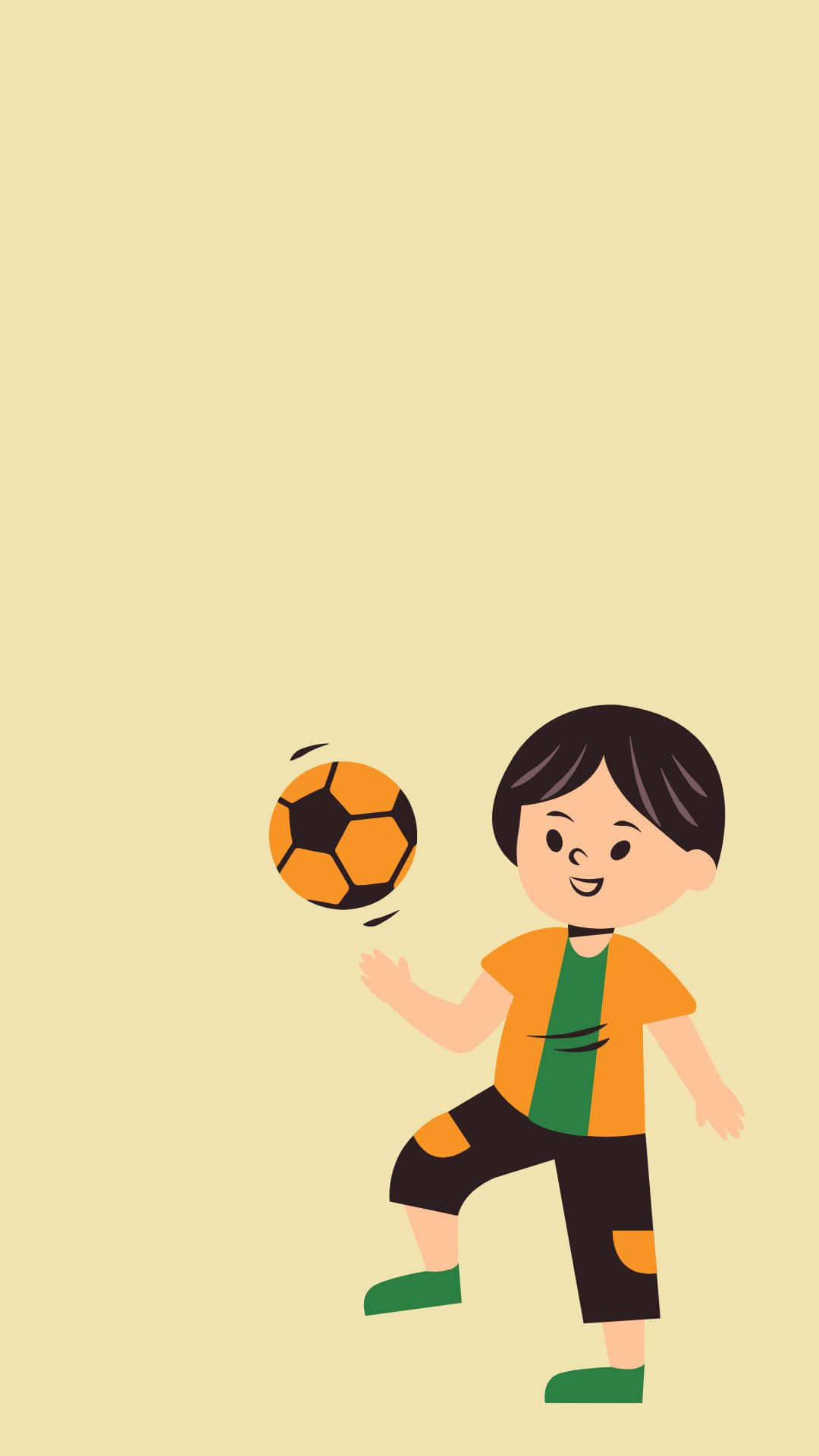Garotobonito Desenhado Jogando Bola De Futebol. Papel de Parede